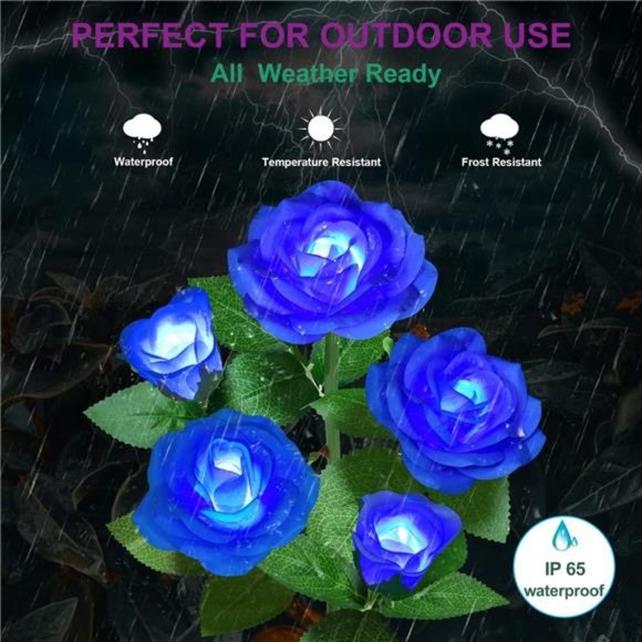 LED Solar Flower Lights Outdoor - Upgraded New Material Two Modes Realistic LED - Picture 6 of 6